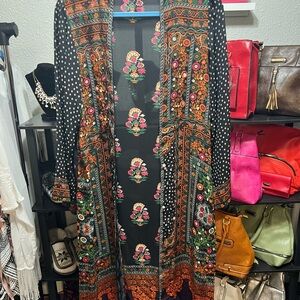 Limelight Black and Orange Long Sleeve Kimono Style